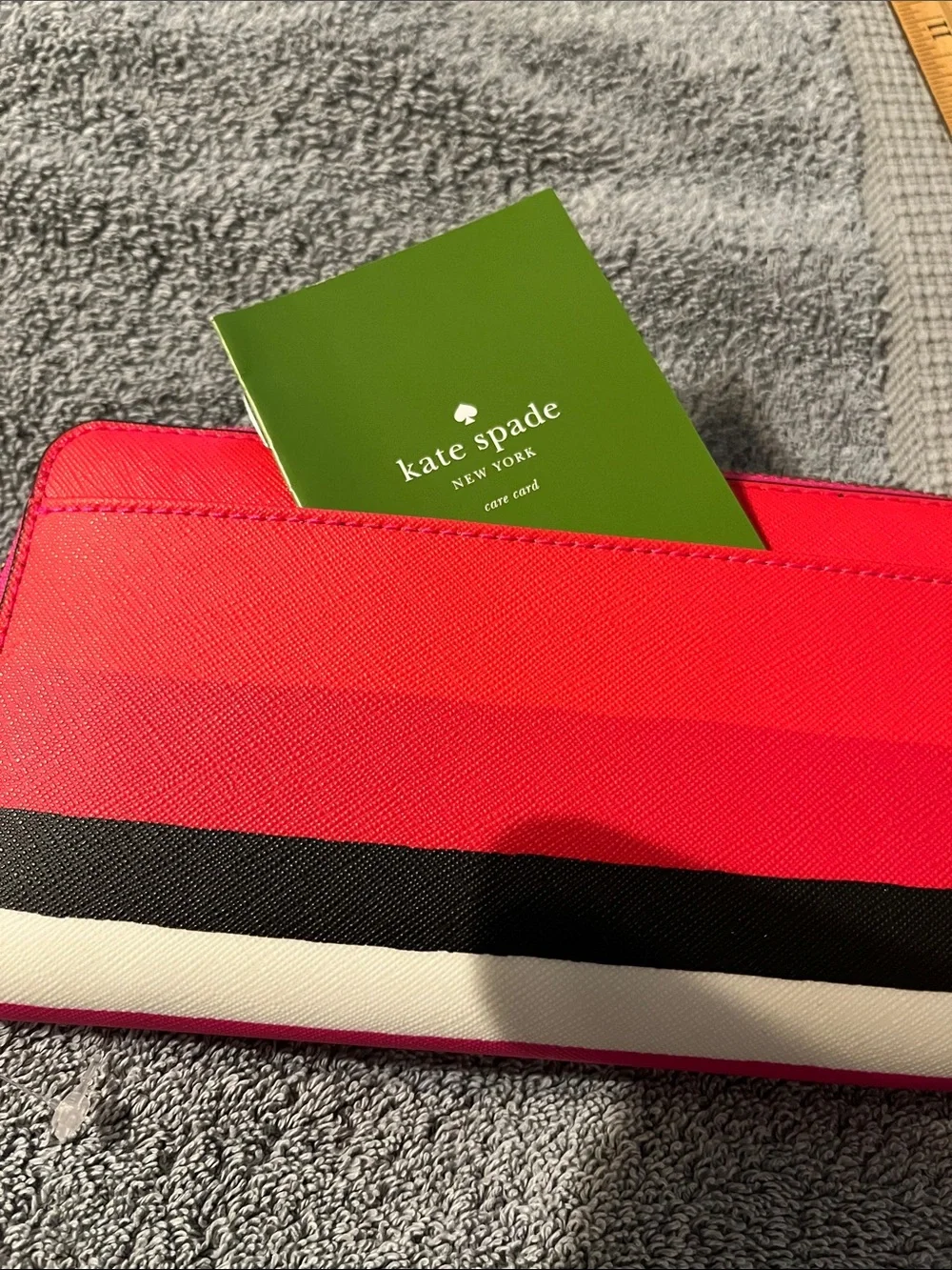 NWOT Kate Spade NY Continental Wallet Bonita Stripe Pattern Pink Zipper